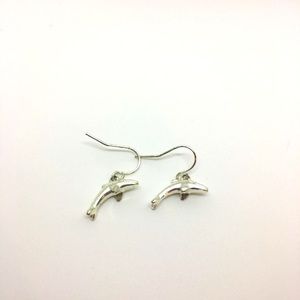 Dolphin earrings silver tone dangle fun animal